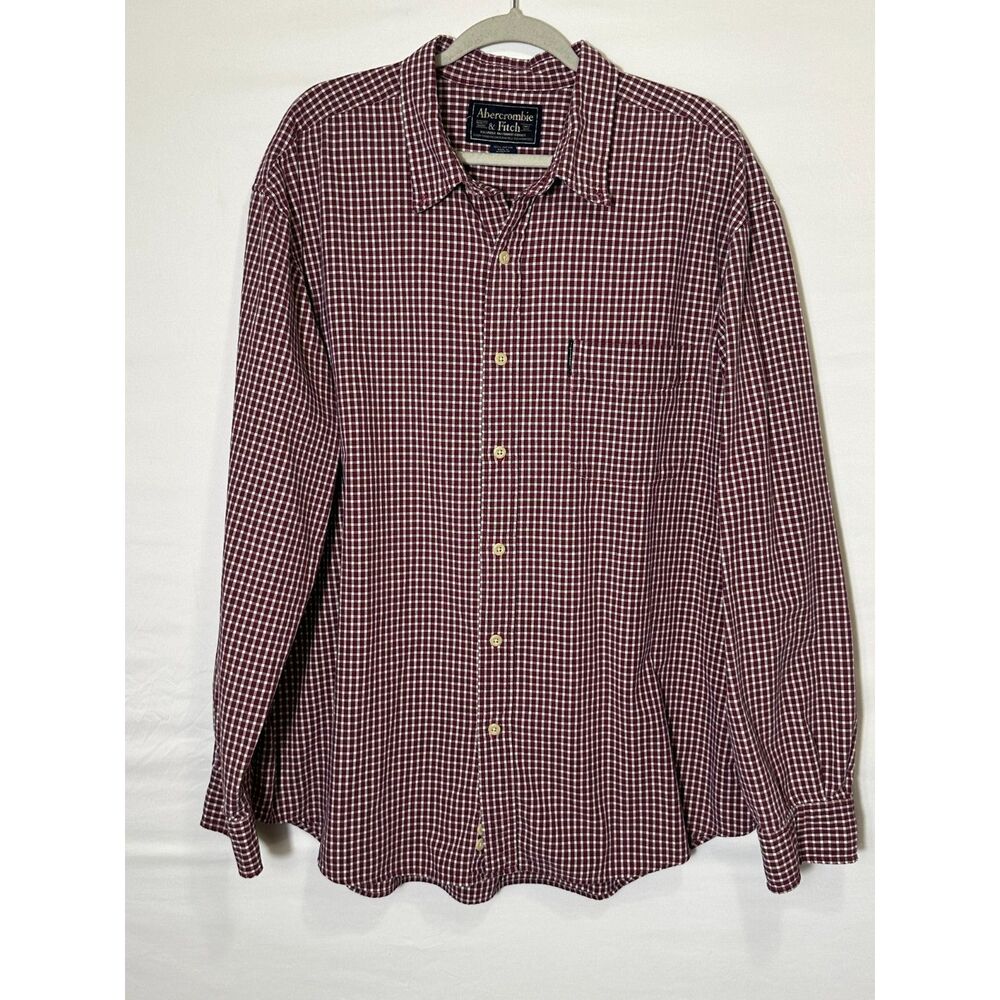 Abercrombie & Fitch Mens Long Sleeve Button Down Shirt Size XL Small Check Plaid